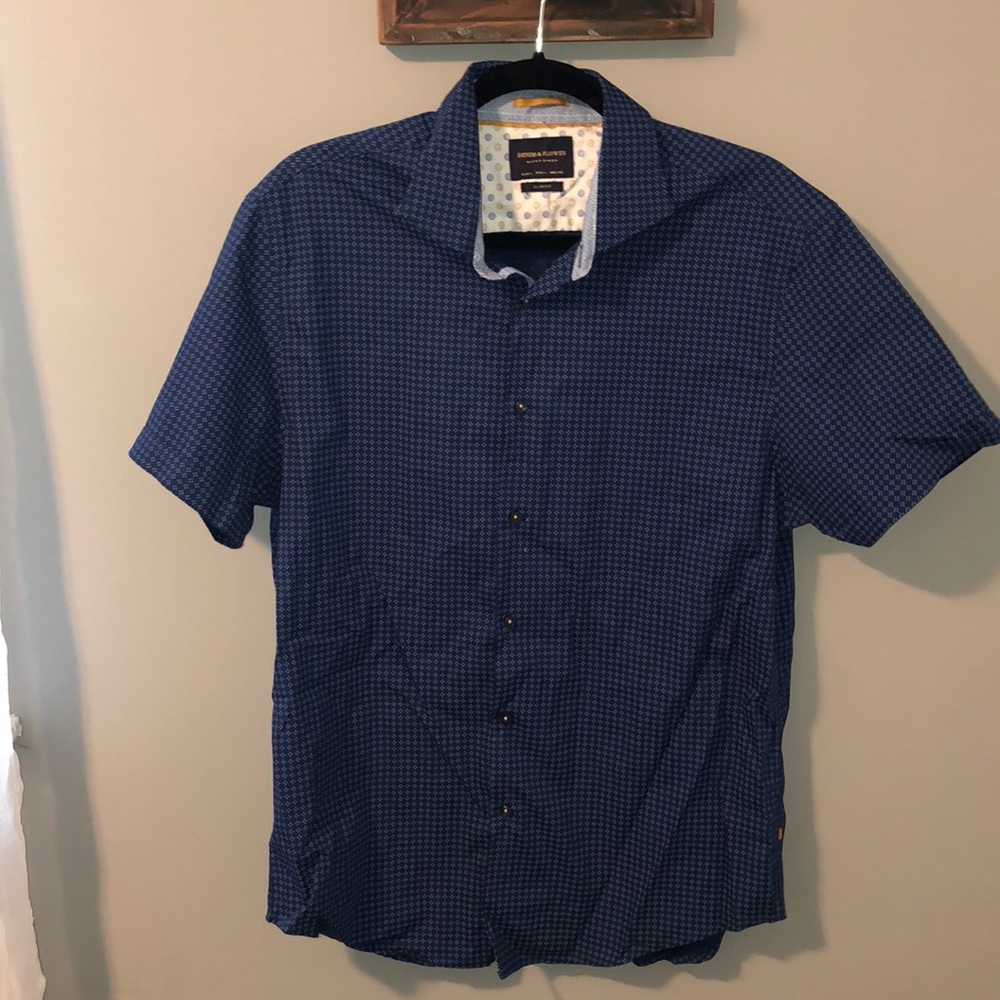 Blue short sleeved button up